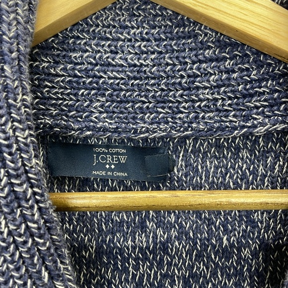 J. Crew Cotton shawl-collar cardigan sweater Sz L blue - Picture 3 of 10